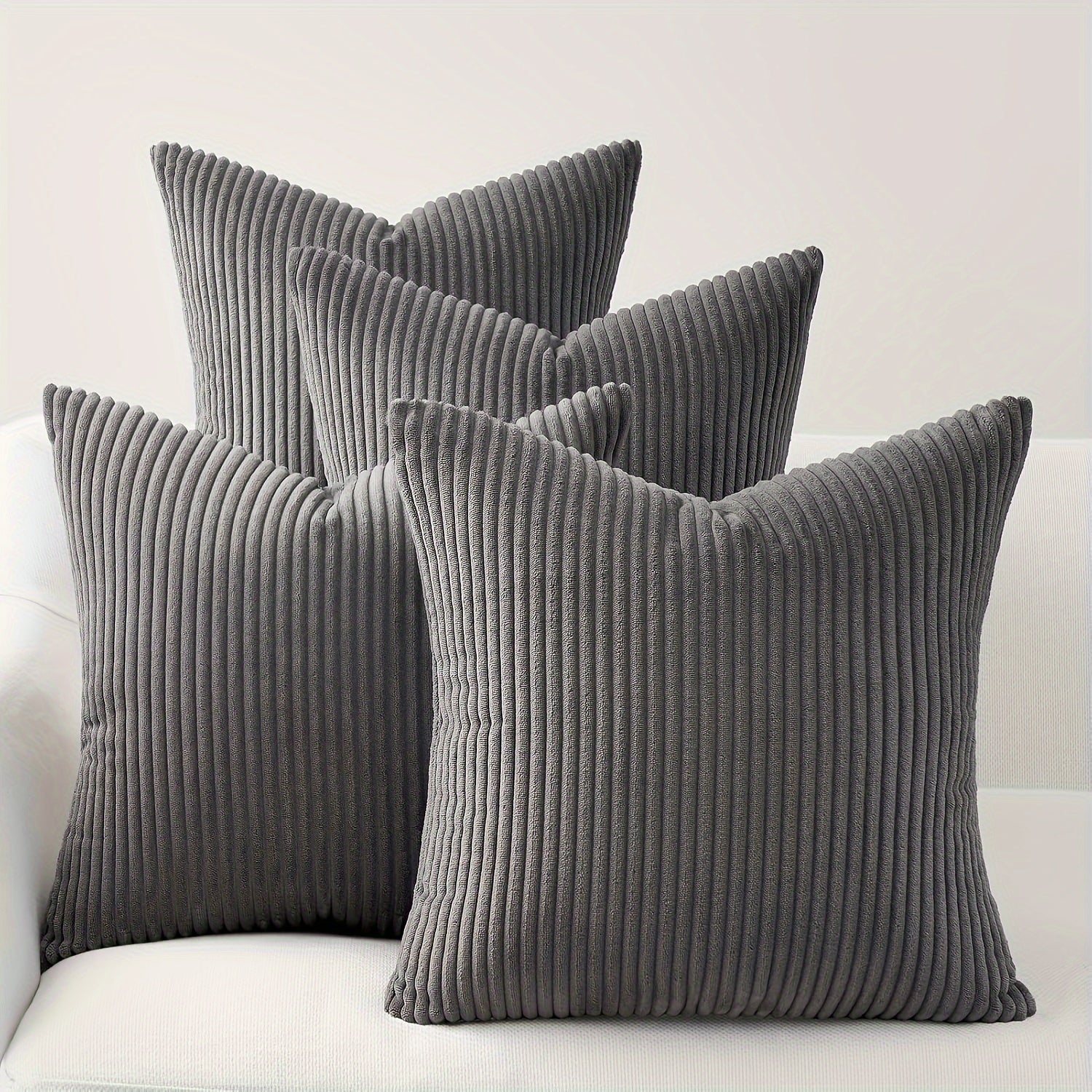 4 наволочки для подушек из ультрамягкого вельвета с полосатым дизайном в стиле бохо, с застежкой на молнии - можно стирать в машине для декора дивана, кровати, гостиной и автомобиля.