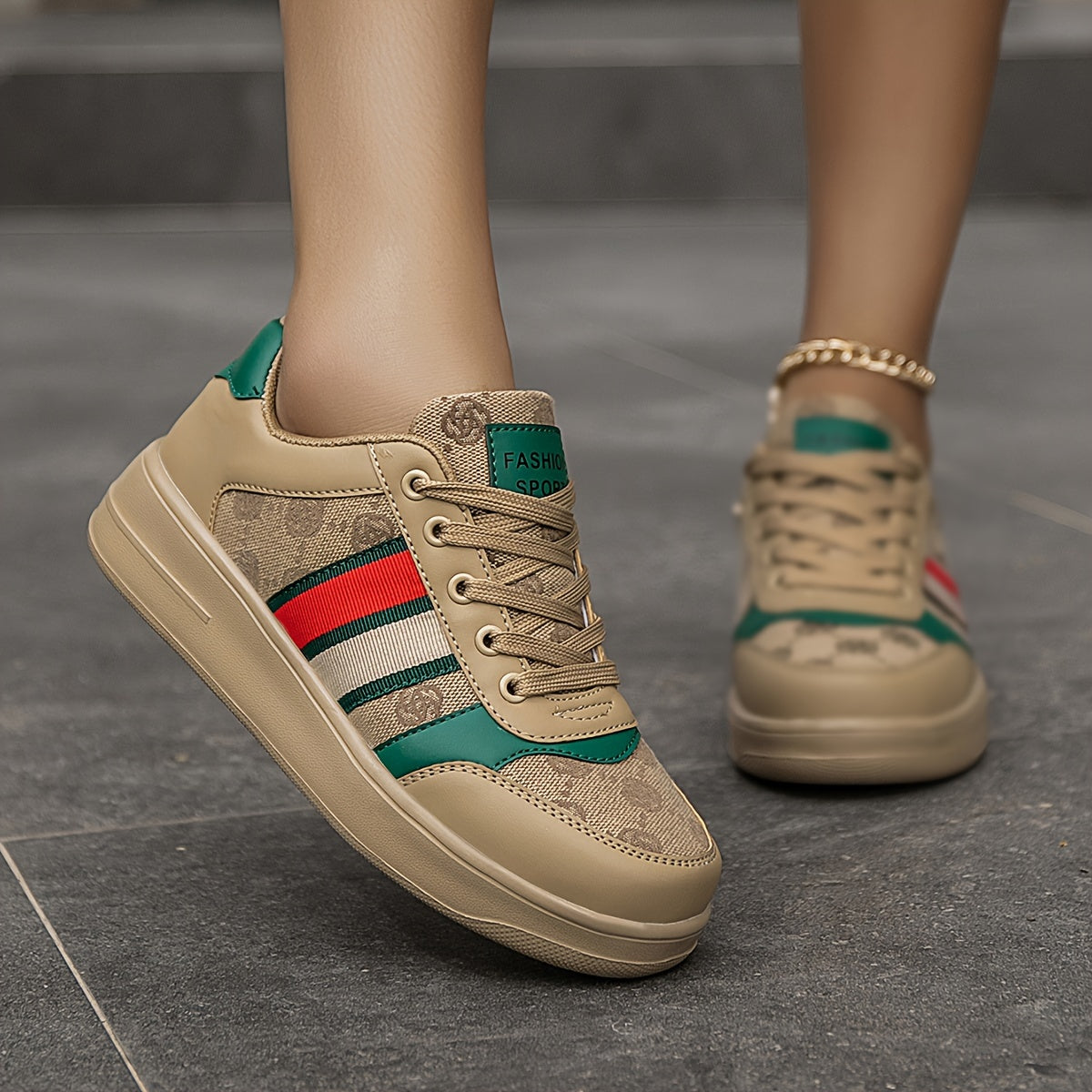 Women's Retro Canvas Print Pattern Letter Stripe Casual Sneakers