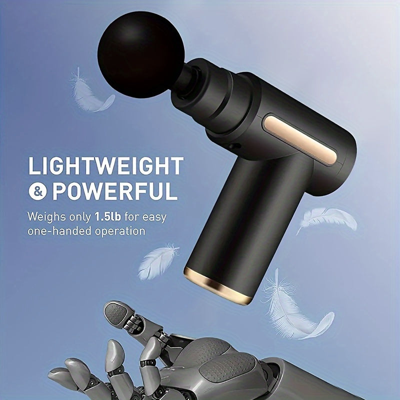 Portable Handheld Massage Device with 6 Speeds Rechargeable Lithium Battery and Interchangeable Heads