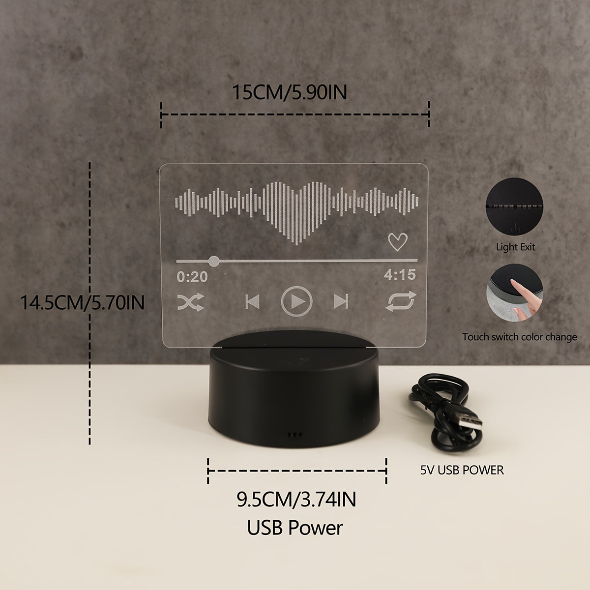 3D Night Light with Touch Control and 7-Color Ambient Lighting for Bedroom and Living Room