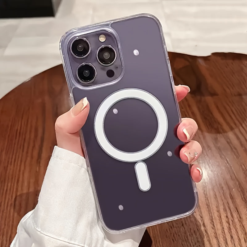 Clear Transparent Magnetic Phone Case for iPhone X to 16 Series Hard Back Soft Edges Wireless Charging