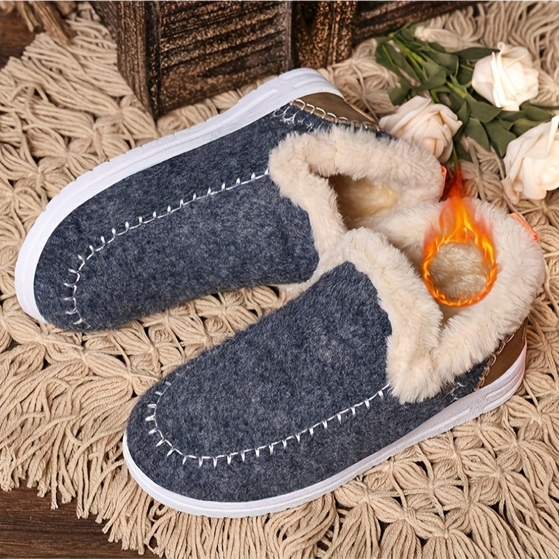 Women's Winter Snow Boots Fleece Lined Ankle Slip-On Waterproof Rubber