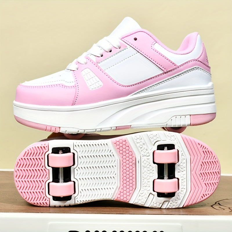 Girls' Girls' Fashion Roller Skates with Detachable Wheels Breathable Waterproof PU Upper Adjustable Lace-Up All-Season