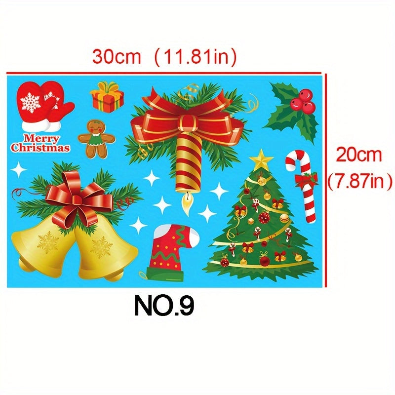 Christmas Window Clings Set with Snowflake and Santa Designs for Holiday Decor