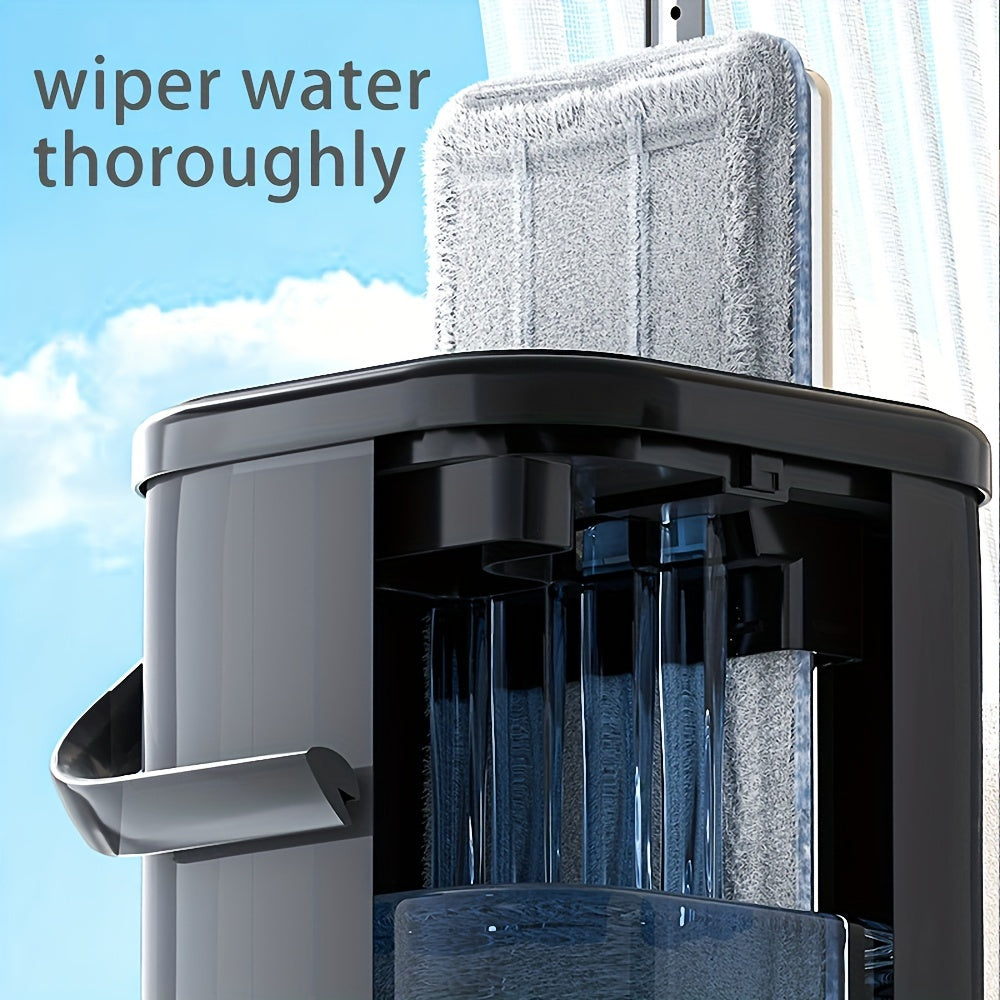 Stainless Steel Flat Mop and Bucket Set with Microfiber Head for Dry Wet Cleaning