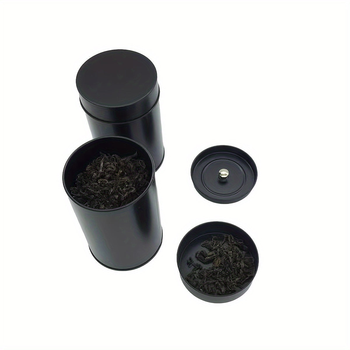 Набор из 12 черных металлических банок для чая по 16 унций с надежными двойными запаянными крышками