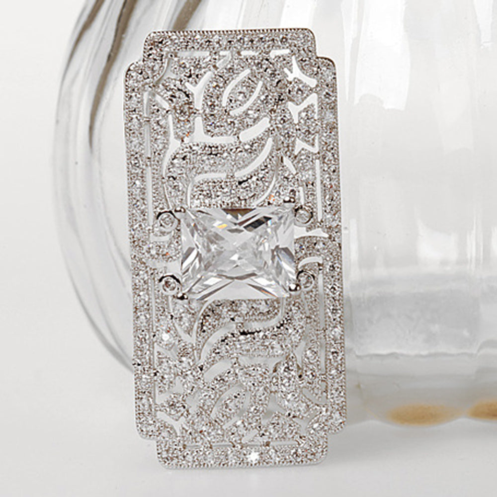 Kiyimlar va to'ylar uchun nafis rhinestone emal broshli kvadrat dizayni