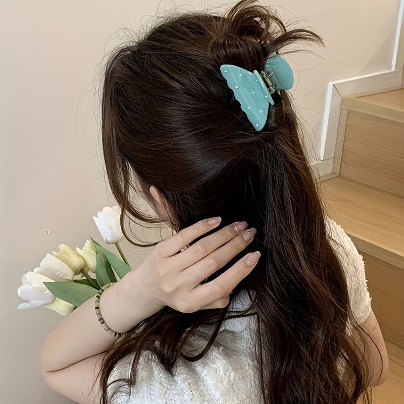 Girls Rhinestone Hair Clip for Half-Braided Ponytails Elegant Plastic Accessory
