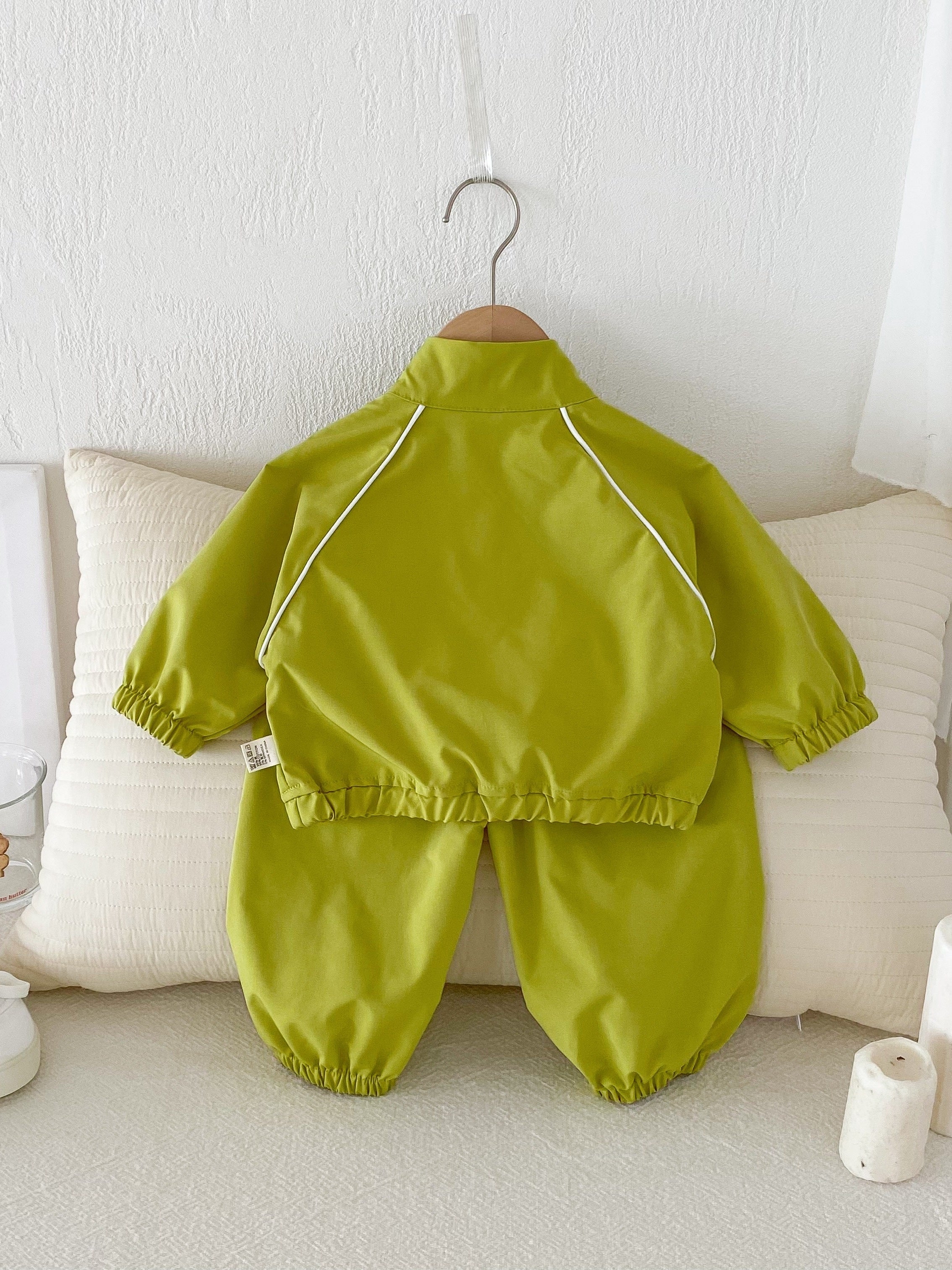 Kids Unisex Fall Casual Outfit Set Polyester Blend Long Sleeve Solid Color Regular Fit Large Pockets