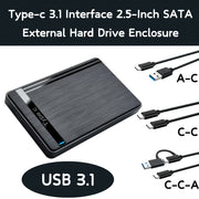 External Hard Drive Enclosure USB 3.1 Type-C Brushed Surface for 2.5 Inch Drives