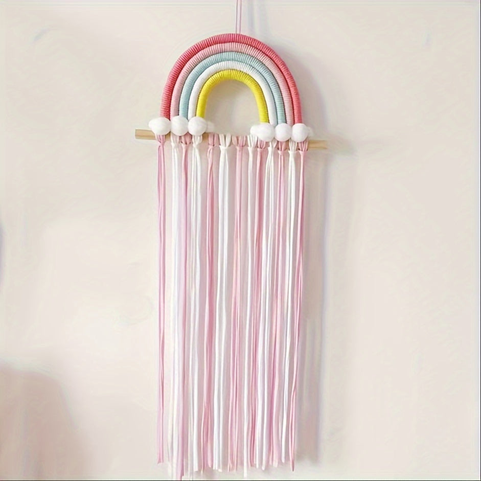Kids Girls Hair Bow Organizer Fabric Rainbow Boho Chic Nursery Decor