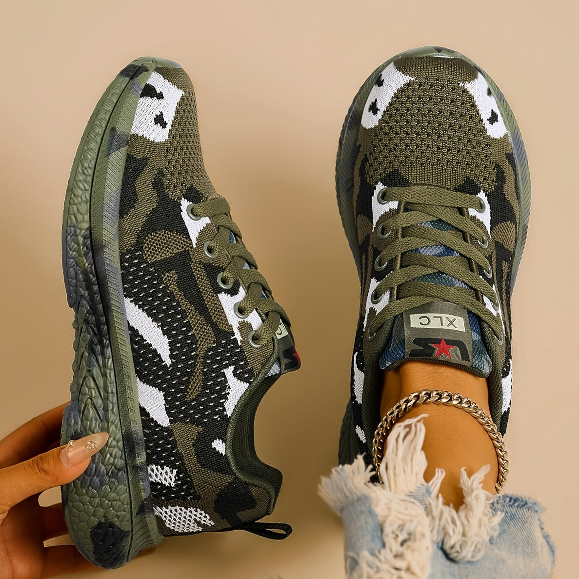 Women's Camo Mesh Sneakers Lightweight Comfort Breathable Shoes