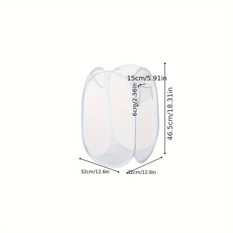 Cesta de lavandería de malla de nylon plegable, organizador ahorrador de espacio para baño, dormitorio, residencia universitaria