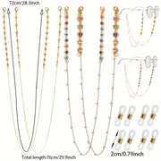 Set of 4 Butterfly Cross Eyewear Chains with Lanyard and Mask Rope Accessories