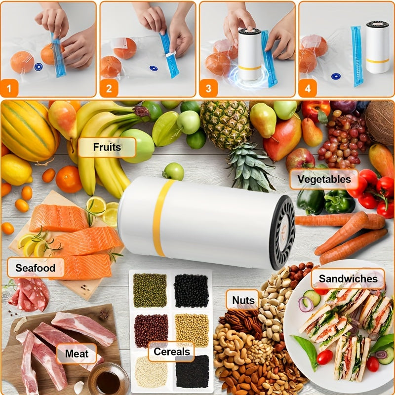Rechargeable Handheld Vacuum Sealer for Food Storage Bags Containers Portable Preservation Tool 800mAh