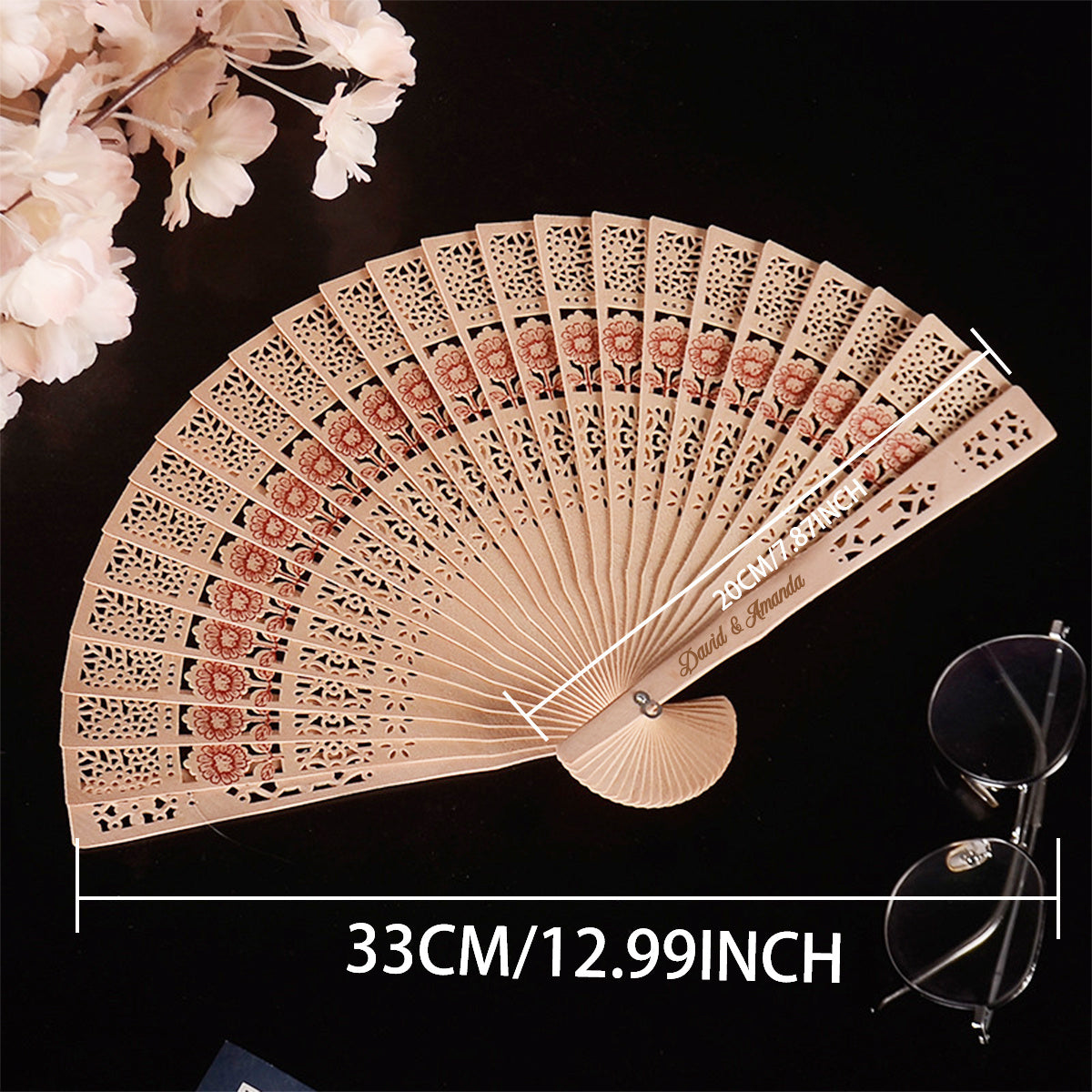 Shaxsiylashtirilgan yog'och qo'l fanlari to'plami 10 ta, to'ylar, tug'ilgan kunlar va sovg'alar uchun