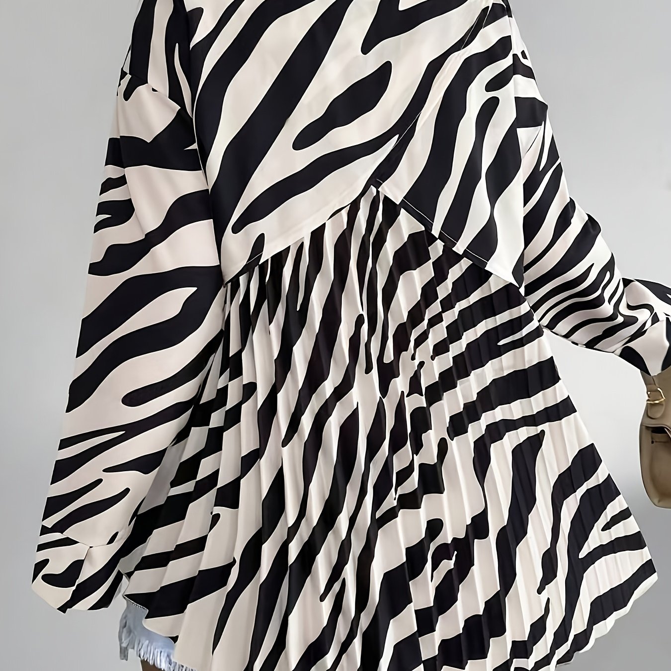 Women's Pleated Long Sleeve Shirt Polyester Elegant Woven Button-Up