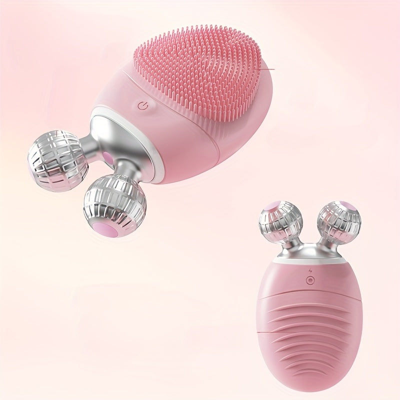 Rechargeable Facial Cleansing Device for Men and Women with Vibrating Bumps and Ergonomic Silicone Design