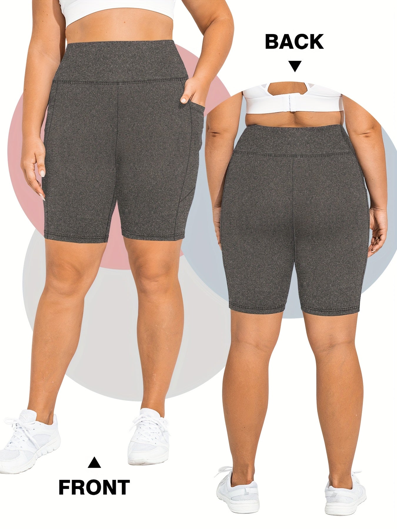 Женские шорты для йоги с высокой талией и карманами, дышащие с эластичной тканью