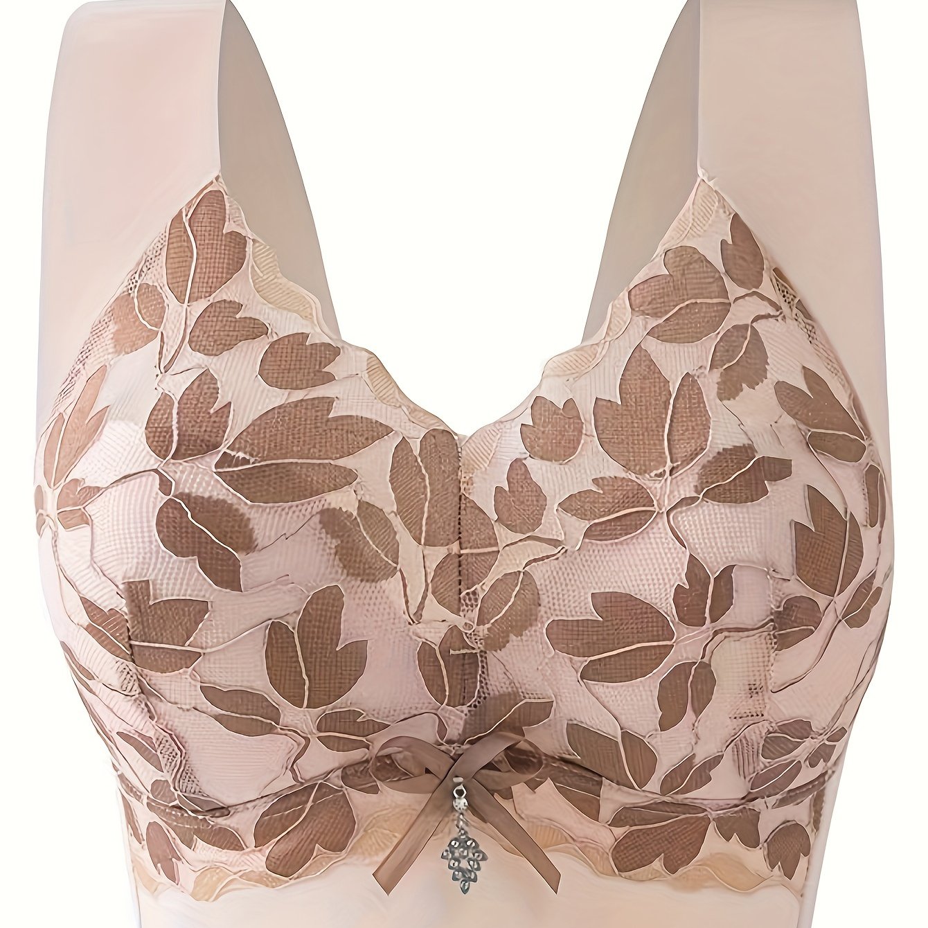 Women's Adjustable Wireless Lace Bra with Side Support and Breathable Fabric