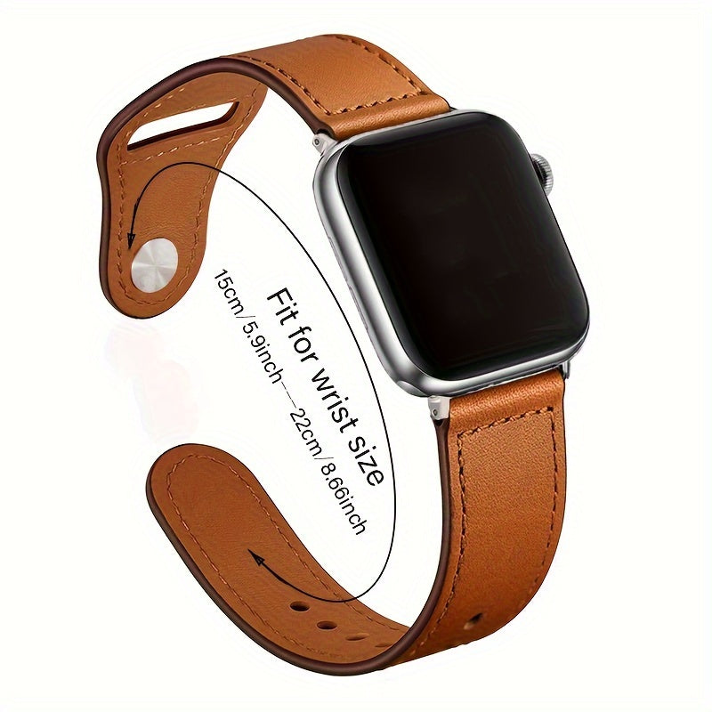 PU Leather Watch Band with Rivet Closure for Apple Watch Series 8/SE Adjustable Sport Strap Fits 38-49mm Wrist 5.9-8.2 Inches