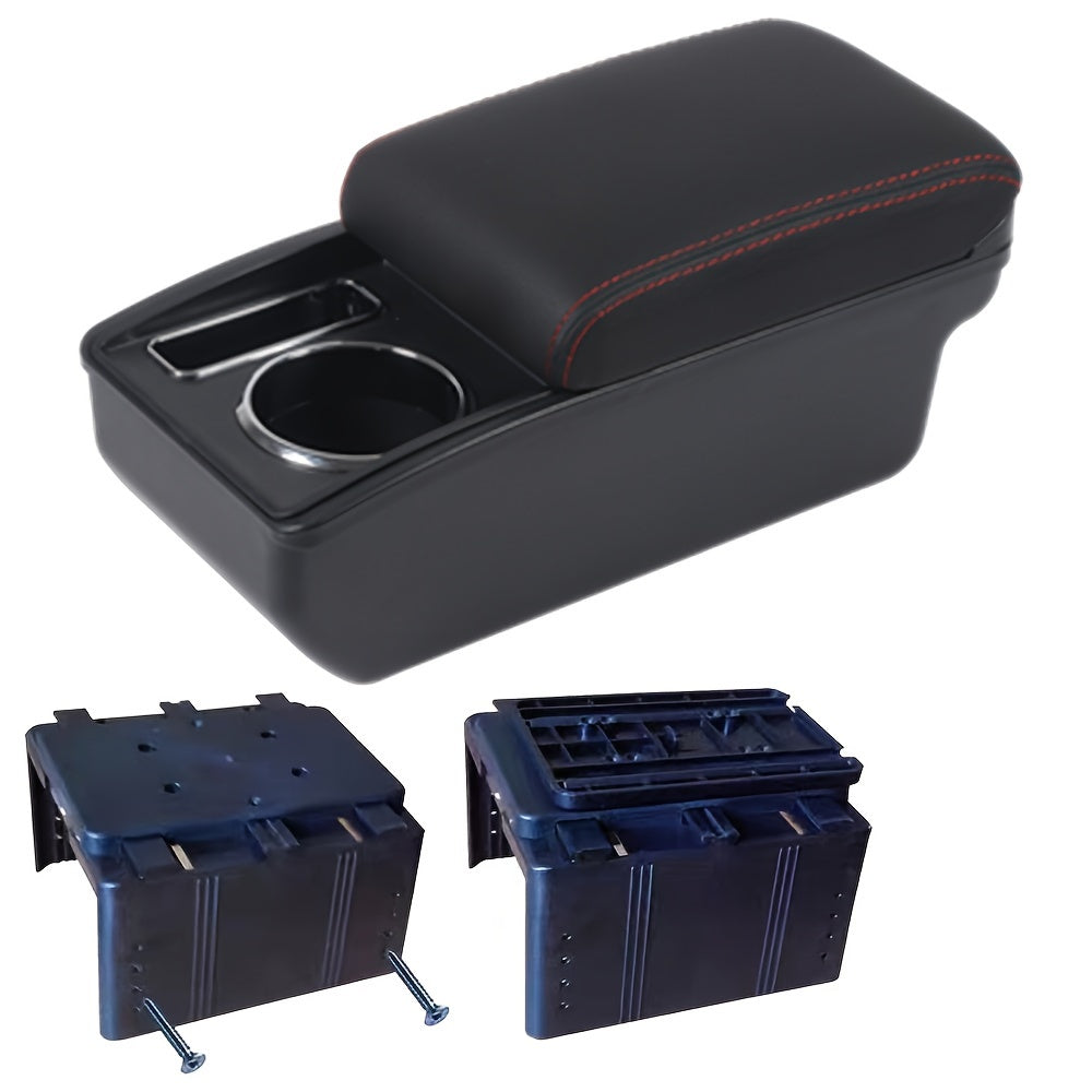 Universal Car Interior Armrest Box Storage Console with Cups and Phone Slot