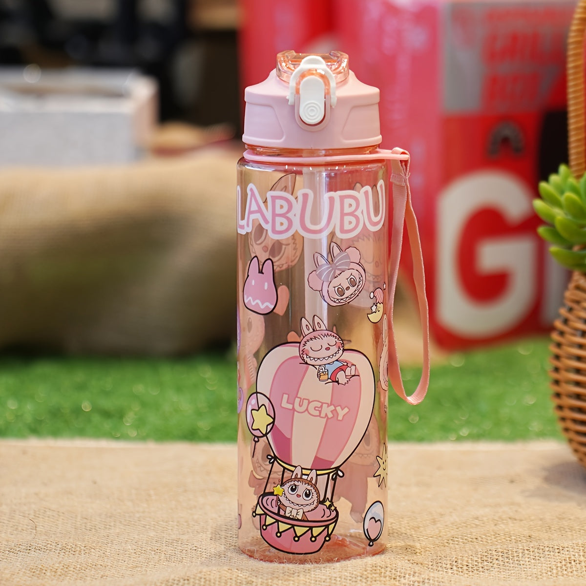 23oz suyuqlik o'tkazmaydigan portativ suv shishasi, sport, lager va maktab uchun qo'l halqasi bilan