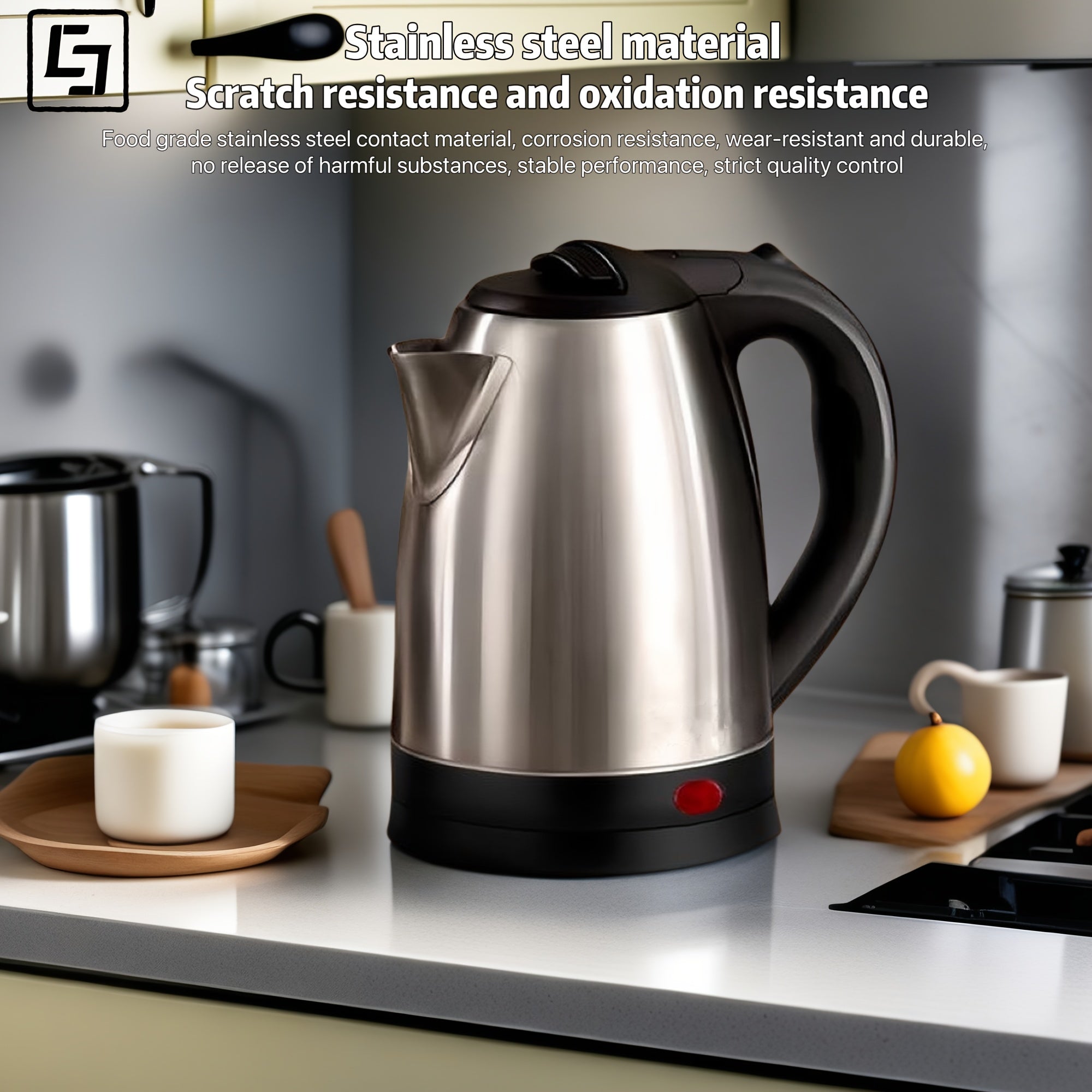 Stainless Steel Electric Kettle 1.8L Frosted Finish Tez qaynash Avtomatik o‘chirish