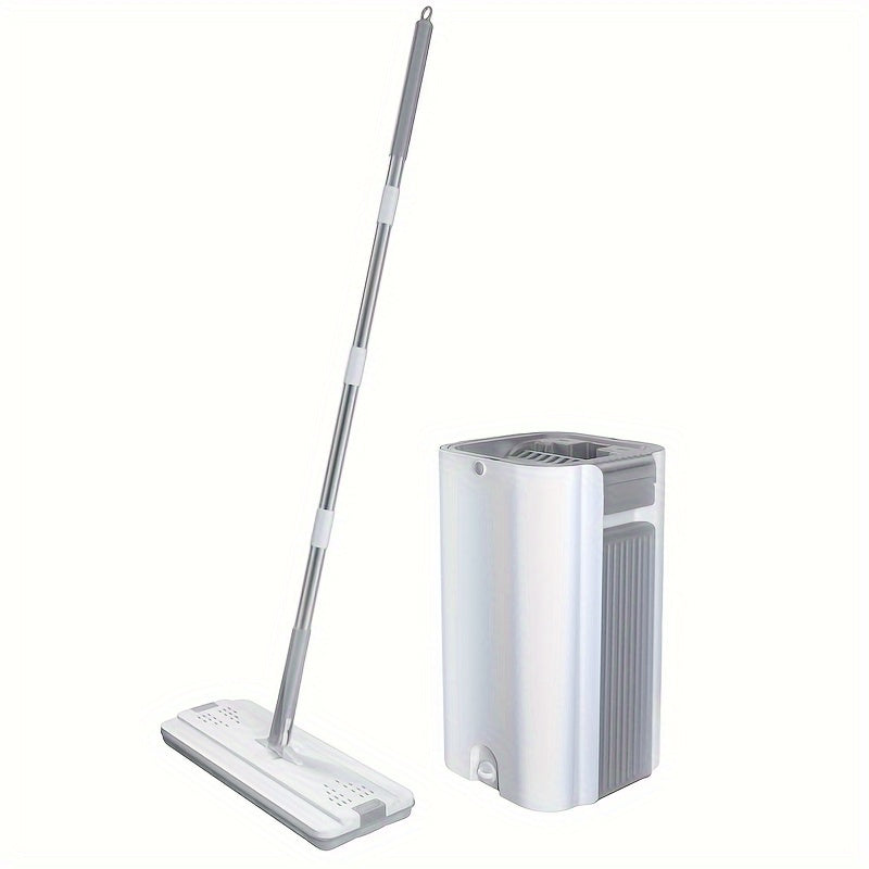 Thickened Lazy Mop Set with Bucket for Wet Dry Cleaning Stainless Steel Handle