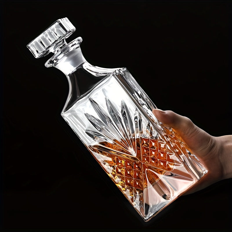 7-Piece Glass Whiskey Decanter Set with 6 Shot Glasses for Home Bar or Gift