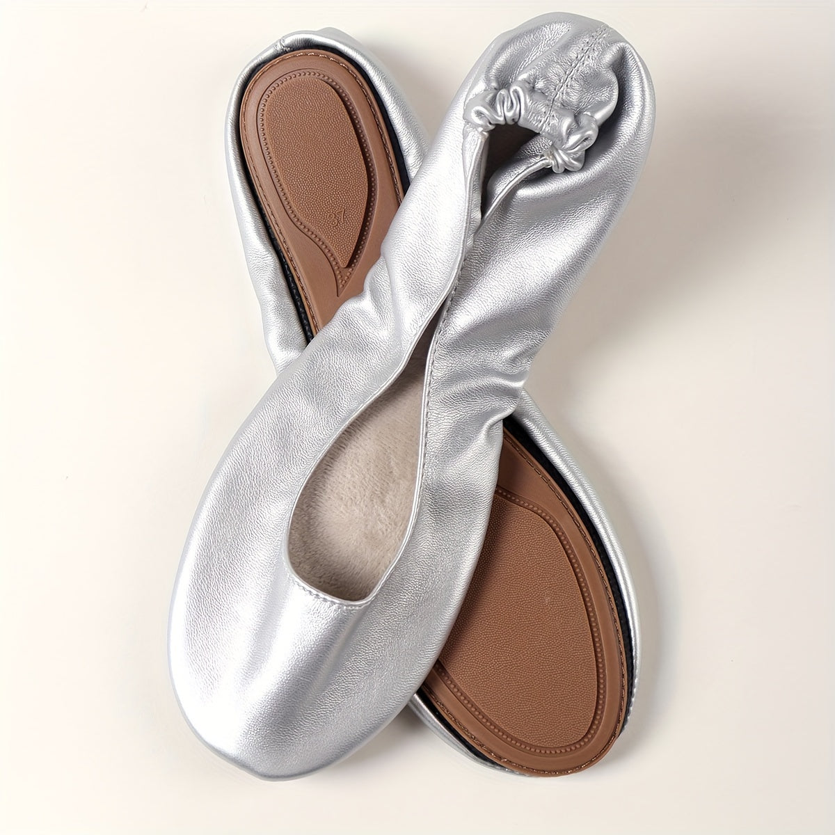 Women's Non-slip Foldable Ballet Shoes Beige Black Gold Silver Indoor Outdoor