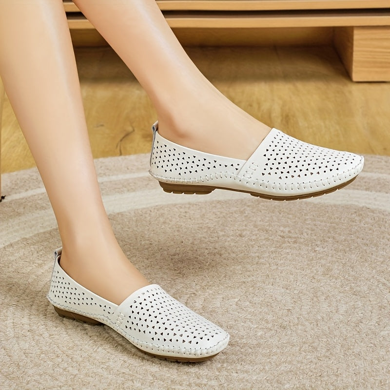 Women’s Lightweight Hollow-Out Flats Slip-On Oxford Shoes Cushioned Comfort