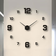 Reloj de pared minimalista moderno con espejo de acrílico, números grandes negros, 40x40cm para sala de estar y dormitorio