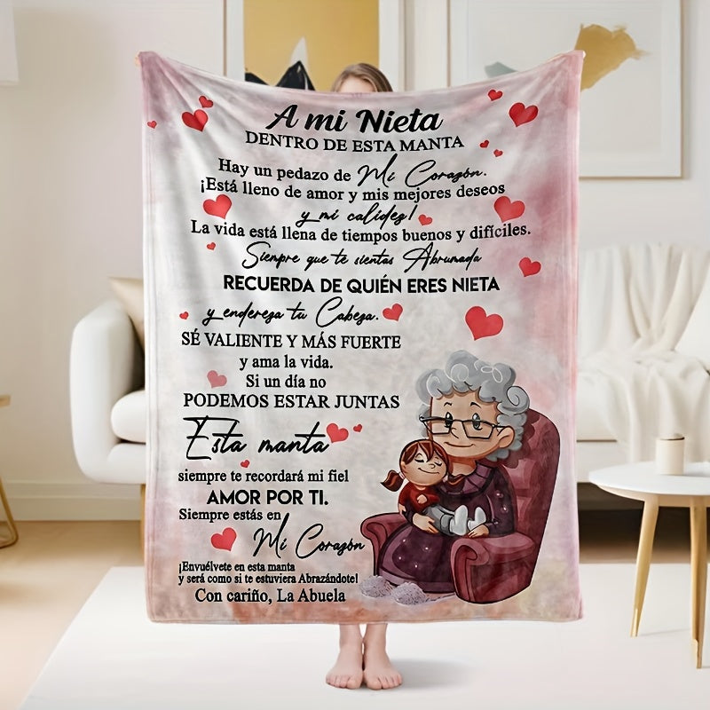 Spanish Message Plush Blanket for Son All-Season Hypoallergenic Flannel Throw Warm Gift