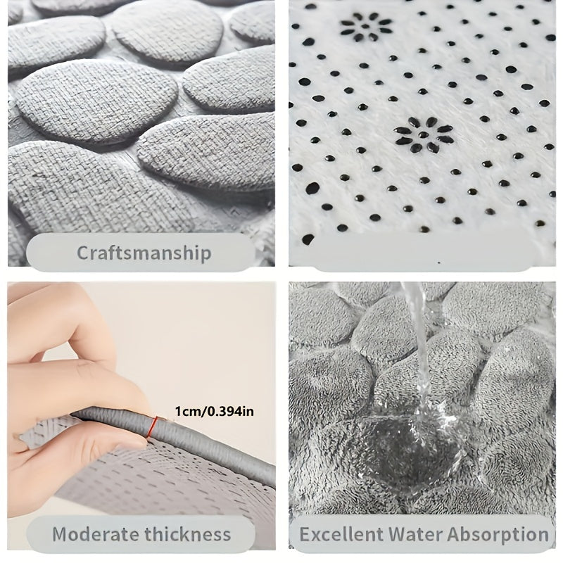 1 dona Tosh naqshli pol gilami, namni o'zlashtiruvchi va tez quriydigan, sirpanmaydigan va juda yumshoq kirish gilami hammom, yotoqxona, oshxona, yashash xonasi uchun - Ideal uy bezaklari va hammom jihozlari.