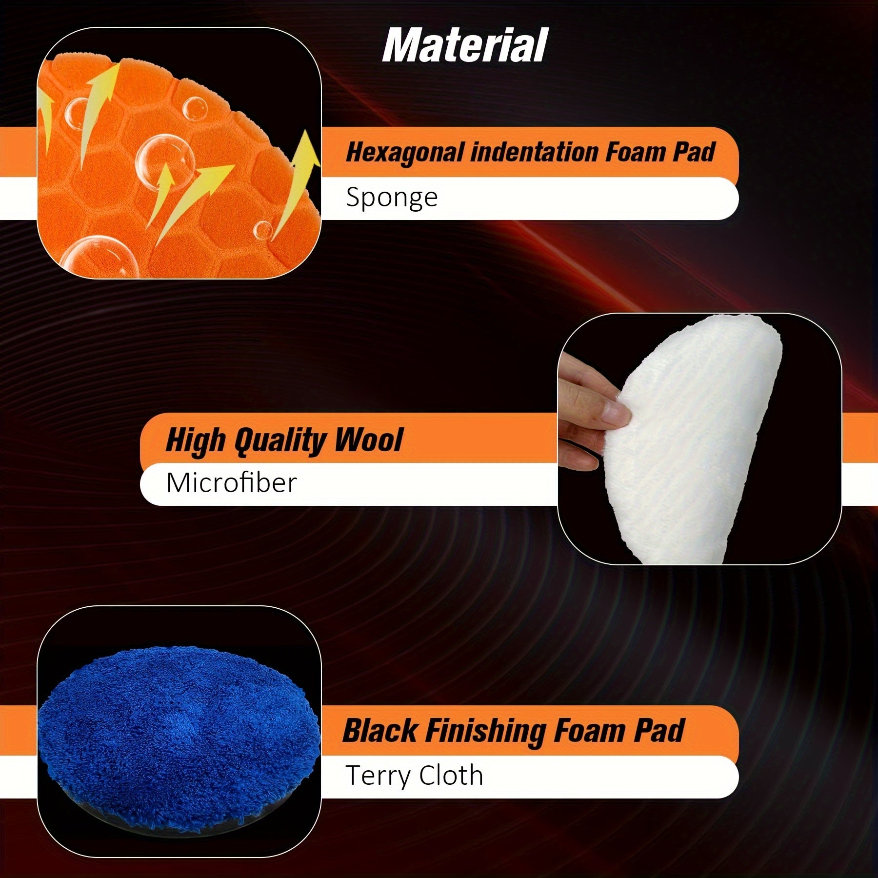 7pcs 6 Inch Buffing Polishing Pads Car Compound Sponge Kits for Waxing