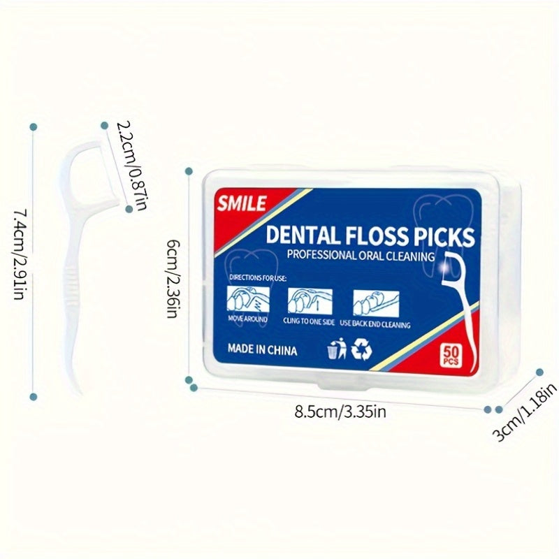 50PCS Dental Floss Picks Deep Clean Disposable Oral Care Travel Friendly