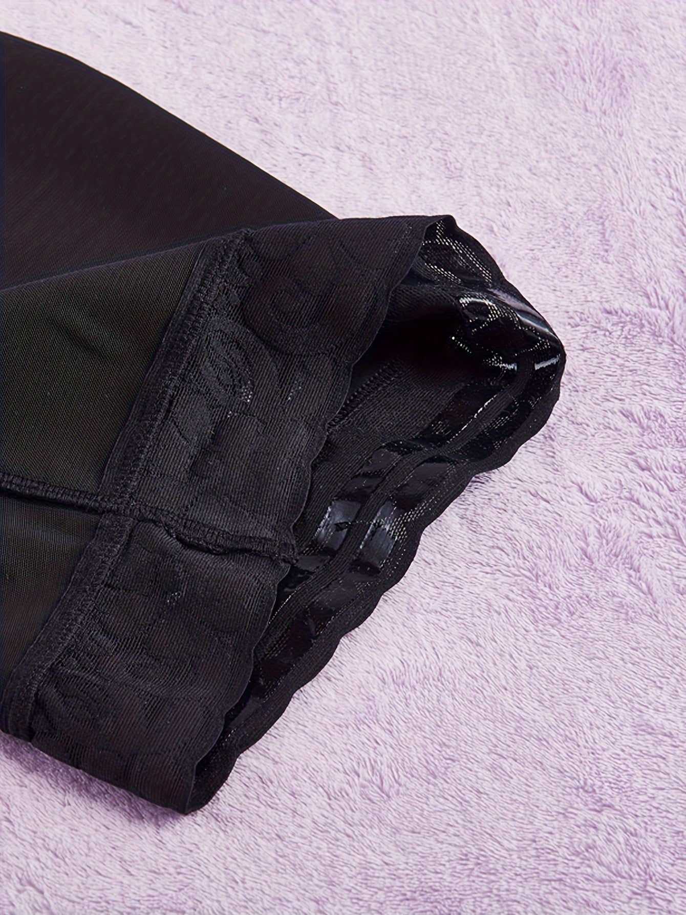 Lace Trim Bodysuit for Women Tummy Control Shaping Seamless Solid Color