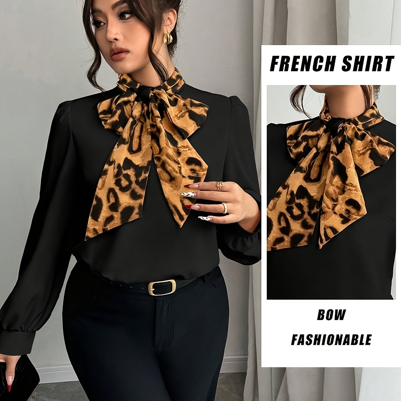 Women's Long Sleeve White Shirt With Bow Tie Spring Autumn Fashion