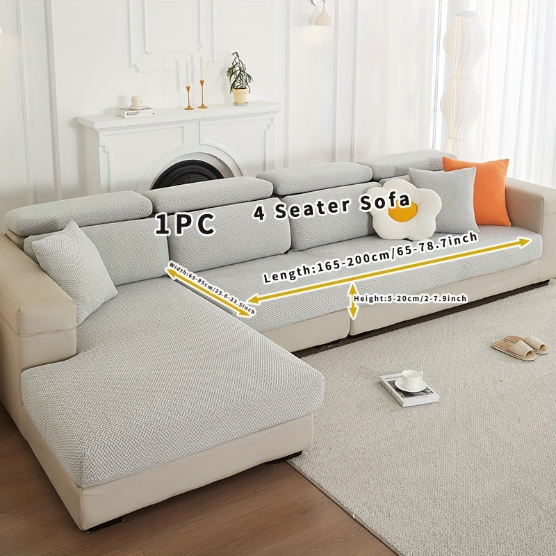 Серый флисовый чехол для дивана, подходящий для всех сезонов, эластичный и защитный для домашнего использования.