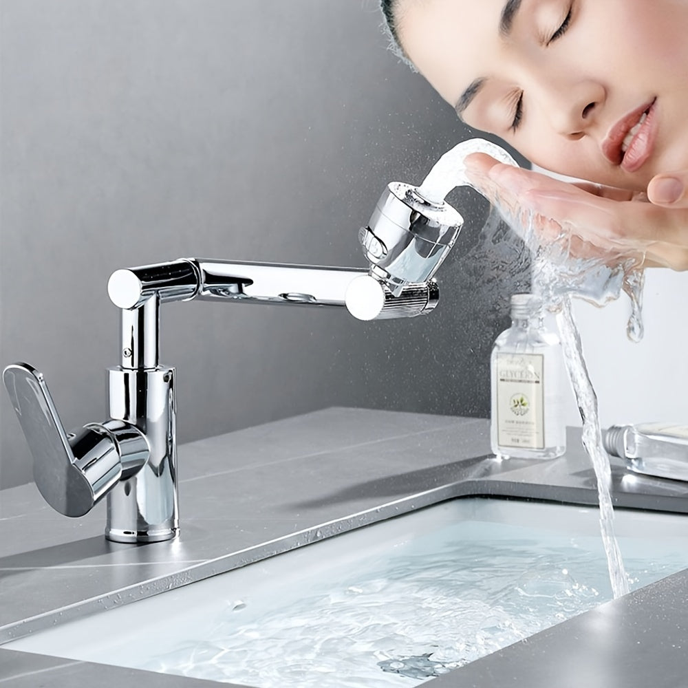 360° Rotating Kitchen Faucet Hot and Cold Water with Mechanical Arm Nozzle and ABS Adapter for RV Camper Travel Trailer