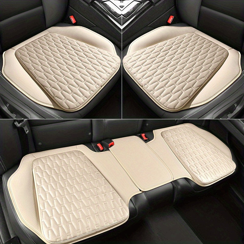 Universal All-Season Car Seat Cushion Cover Breathable PU Leather Quilted