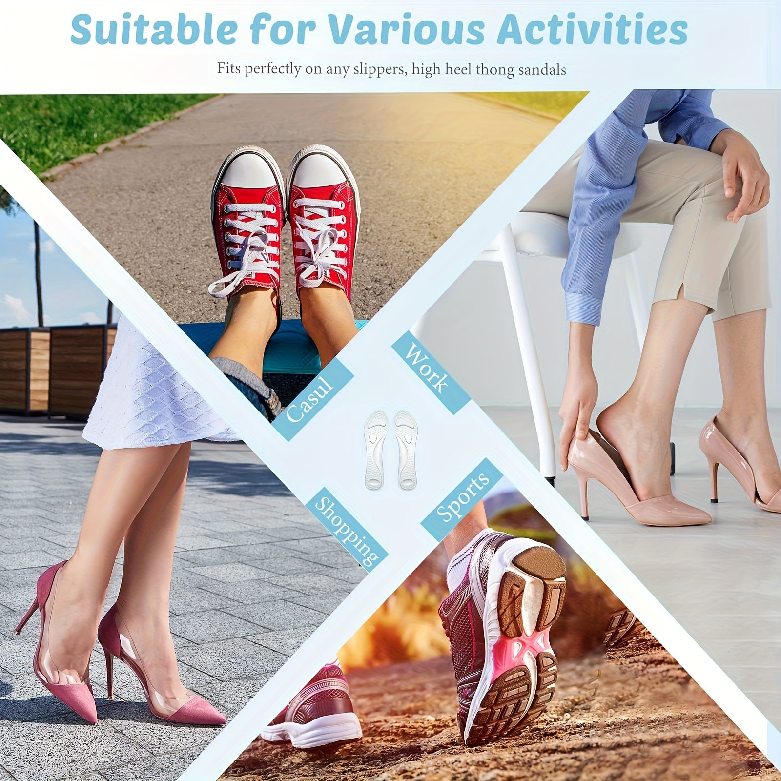 Women’s Transparent Silicone Insoles 2 Pack Heart-Shaped Non-Slip Comfort