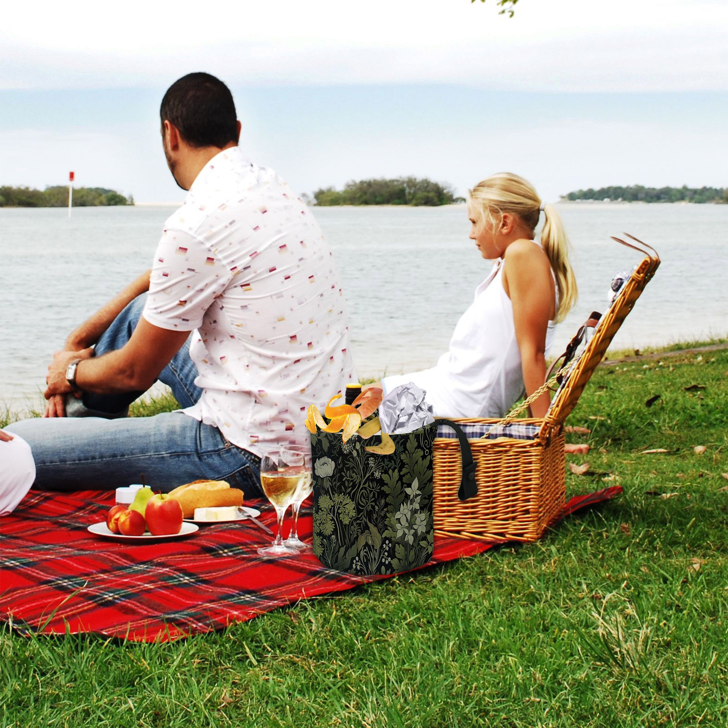 Водонепроницаемый мешок для мусора в автомобиль с зелёными листьями, подвесной органайзер для заднего сиденья