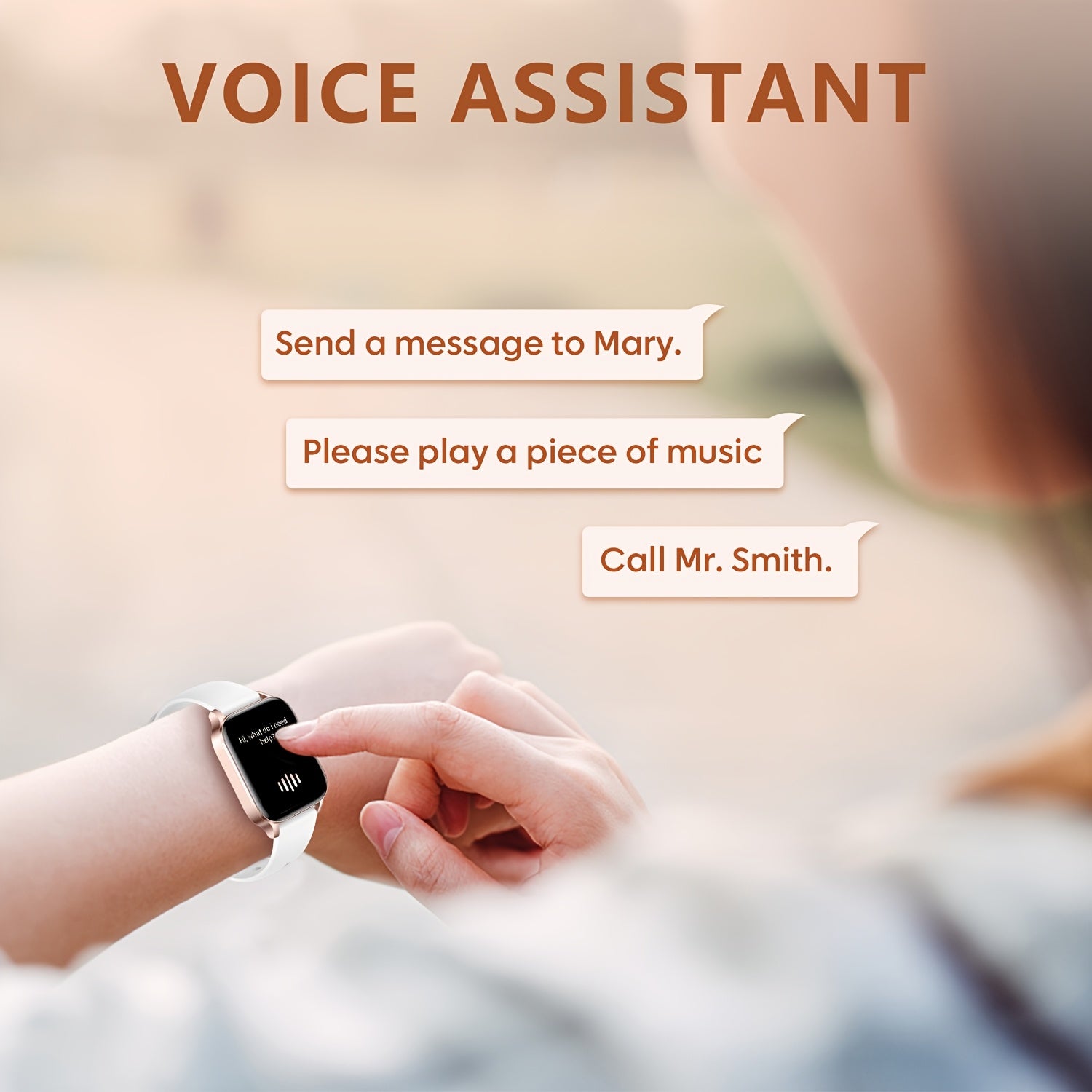 Smart Watch for Women and Men with 1.85 Inch HD Screen Fitness Tracker Calls IP68 Waterproof AI Voice Weather Reminders