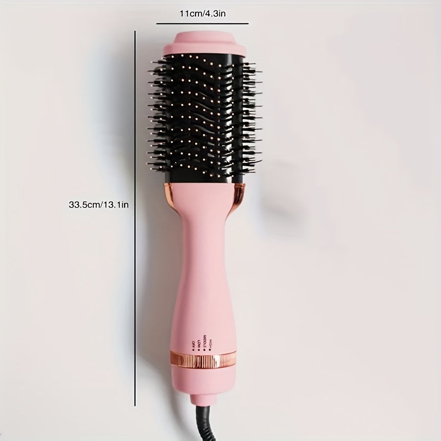3-в-1 фен и стайлер для волос с регулируемой температурой, функциями быстрой сушки, завивки и выпрямления, розовая резиновая отделка, европейская вилка стандарта