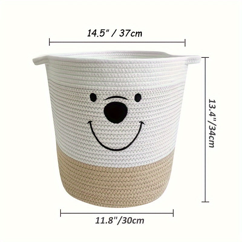 Large Cotton Rope Storage Basket with Handles White and Khaki for Gifts