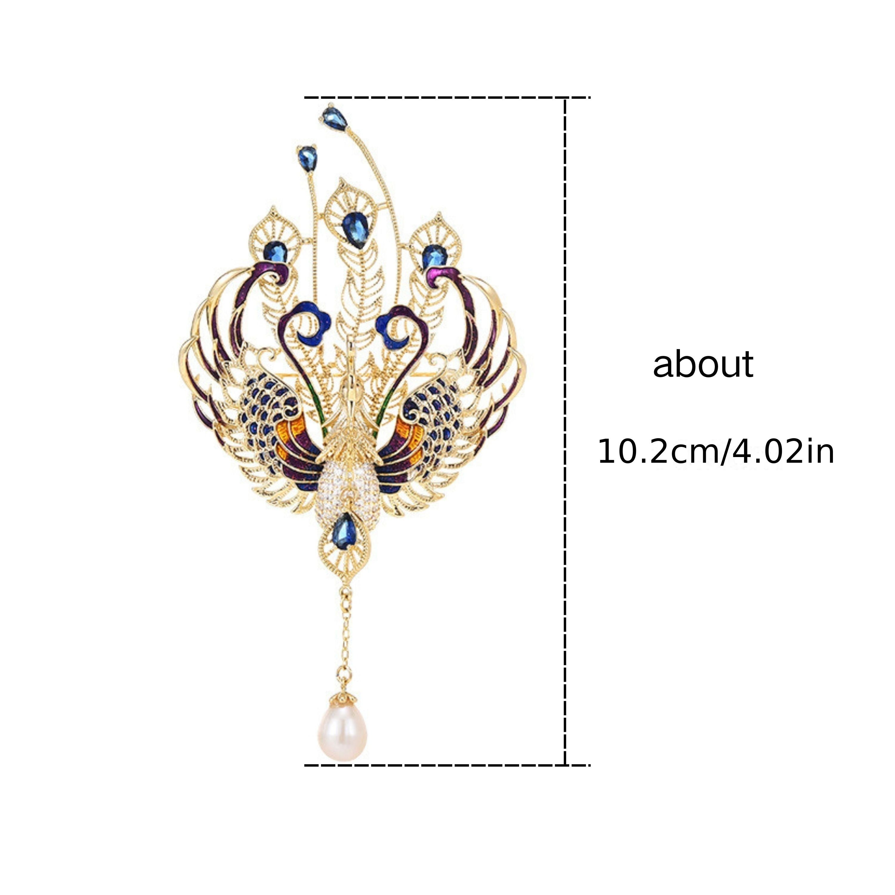 Colorful Phoenix Brooch with Natural Pearl Tassel Elegant Jewelry Gift for Special Events