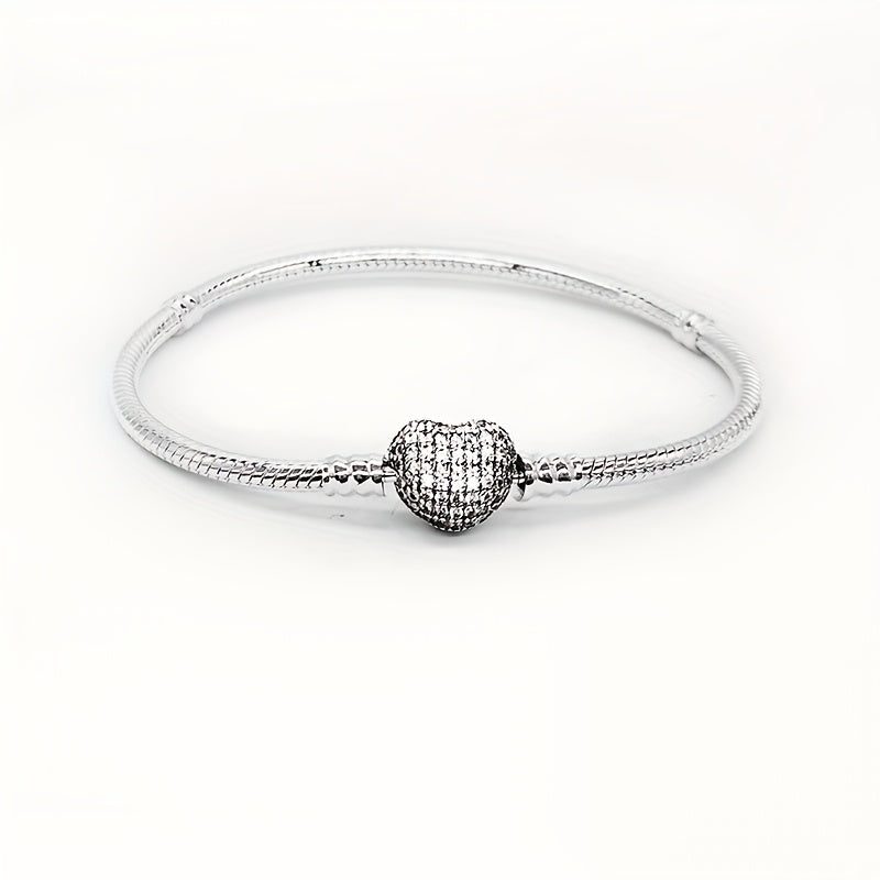 Couple Bracelets with Double-Sided Zirconia Lock Clasp Snake Pattern Jewelry Gift