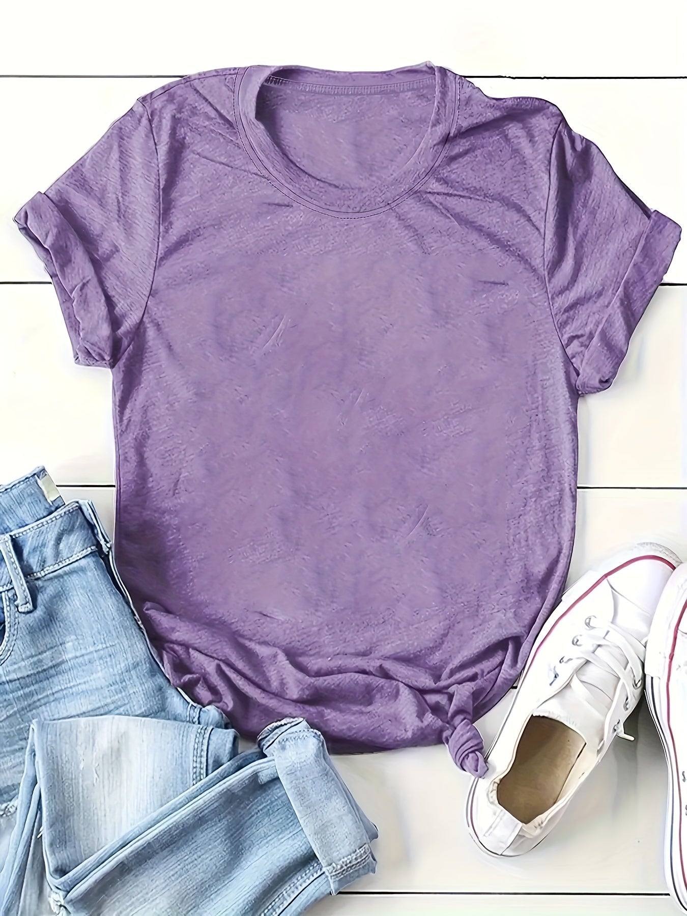 Pack de 3 camisetas casuales de manga corta para mujer, colores sólidos, punto transpirable